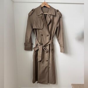 PrettyLittleThing Khaki Belted Long Trench Coat